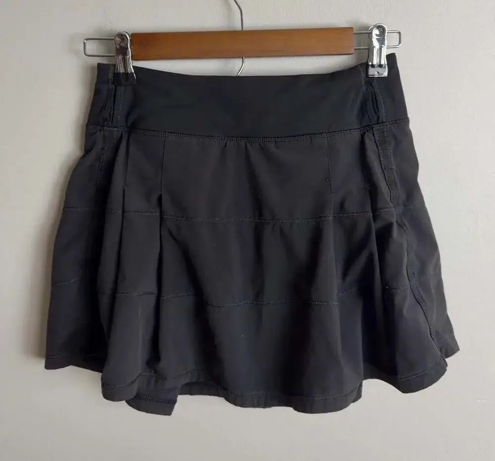 Lululemon Pace Rival Athletic Skirt Black Pleated Running Tennis Size 2 Women’s